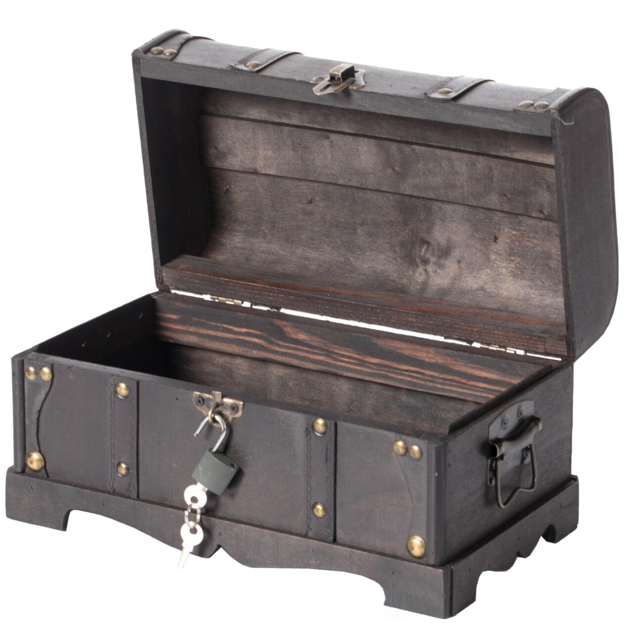 Small Wooden Pirate Treasure Chest 12 Inch Decorative Storage With Padlock